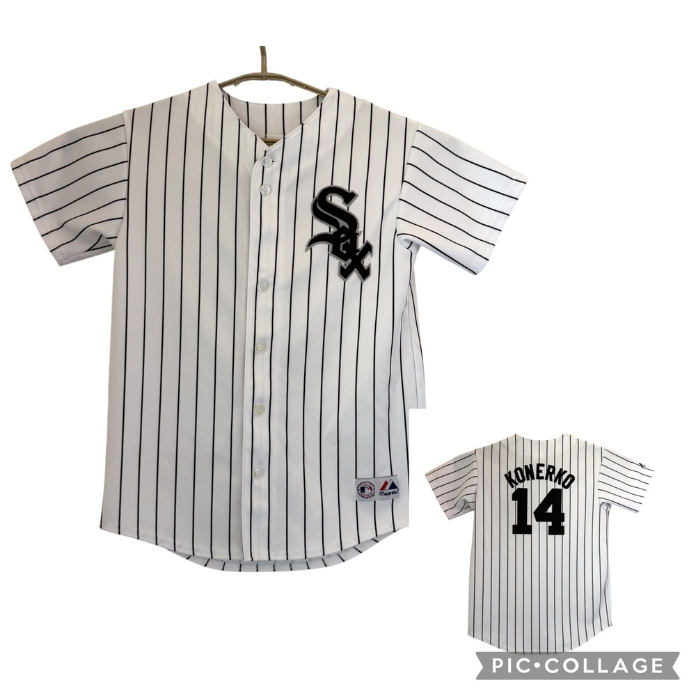 Majestic Chicago White Sox Paul Konerko 14 VTG Pinstripe Jersey L Fit S READ